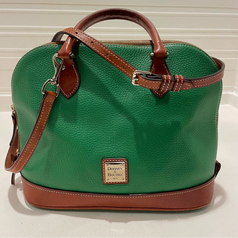 Dooney & Bourke Green and Tan Leather crossover handbag